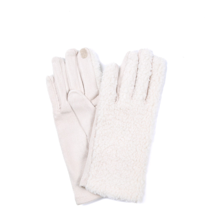 Рукавички Smart Touch жіночі баранчик / екозамш білі АСОЛЬ 925-175, фото 1