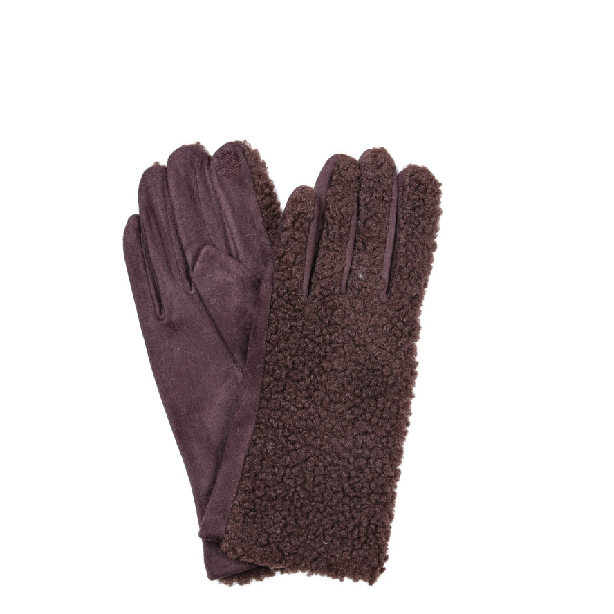 Рукавички Smart Touch жіночі баранчик / екозамш коричневі АСОЛЬ 925-205, фото 1