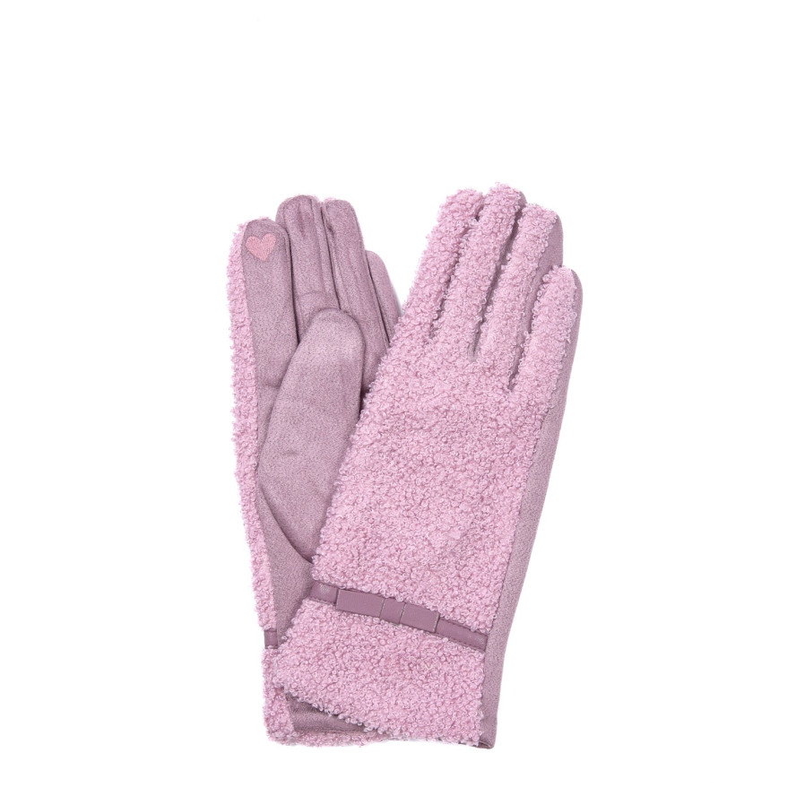 Перчатки Smart Touch женские искусственный мех каракуль / экозамш фиолетовые ЭЛИЗ 927-704, фото 1