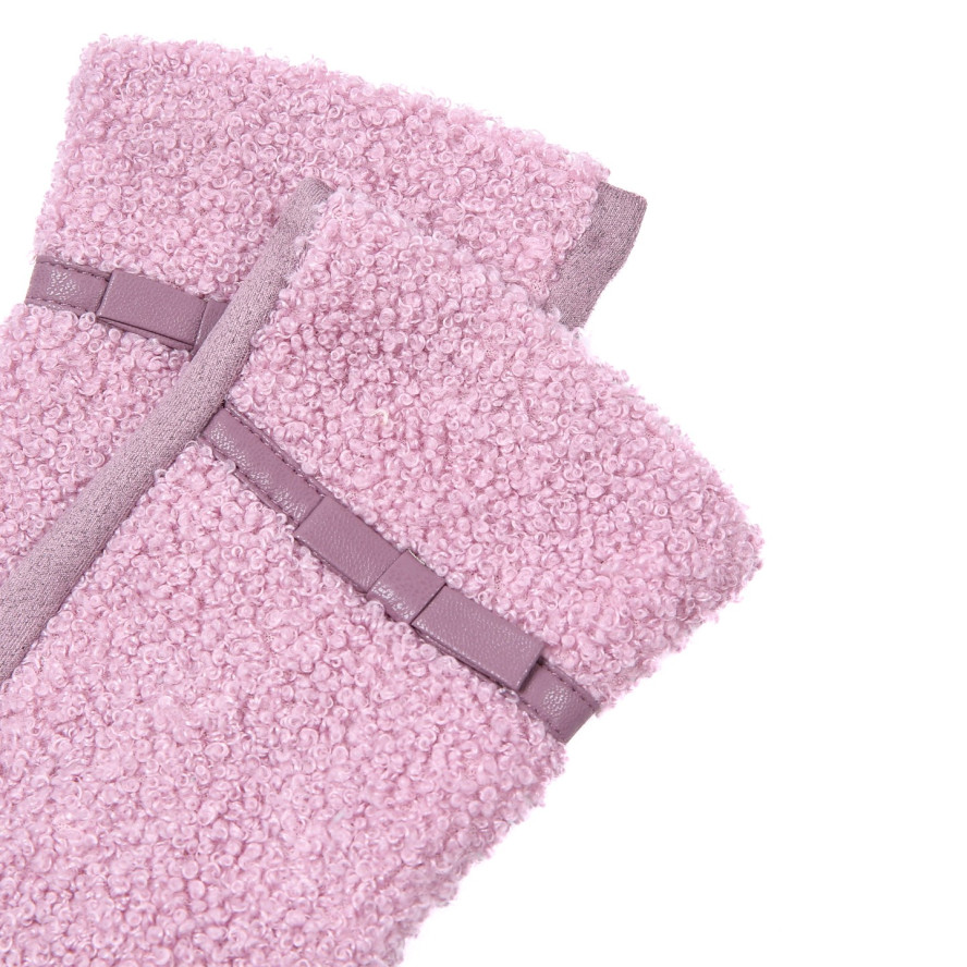 Перчатки Smart Touch женские искусственный мех каракуль / экозамш фиолетовые ЭЛИЗ 927-704, фото 3