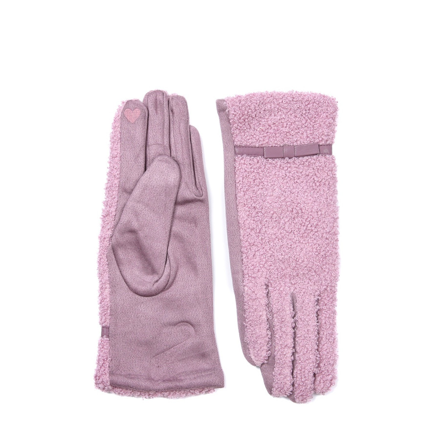 Перчатки Smart Touch женские искусственный мех каракуль / экозамш фиолетовые ЭЛИЗ 927-704, фото 2