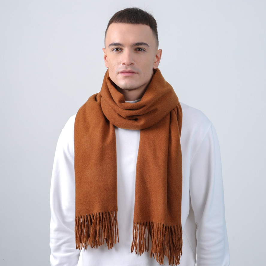 Палантин чоловічий однотонний кашемір помаранчевий EDWARD 210-227, фото 3