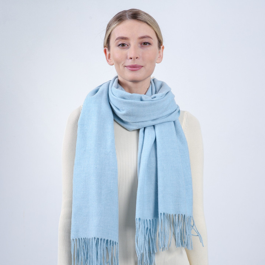 Палантин женский однотонный кашемир голубой EDWARD 210-265, фото 3
