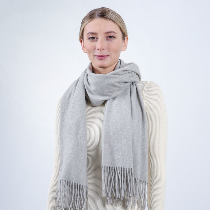 Палантин жіночий однотонний кашемір сірий EDWARD 210-272, фото 3