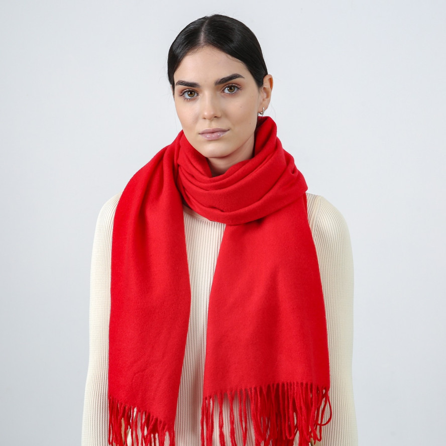 Палантин жіночий однотонний кашемір червоний EDWARD 210-289, фото 3