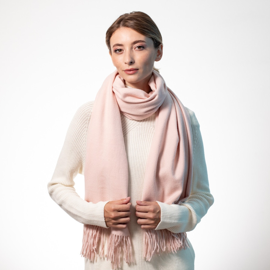 Палантин жіночий однотонний кашемір рожевий EDWARD 210-296, фото 4