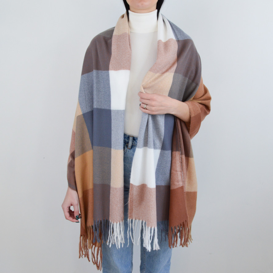 Палантин жіночий клітинка вовна JACKSON 637-529, фото 2