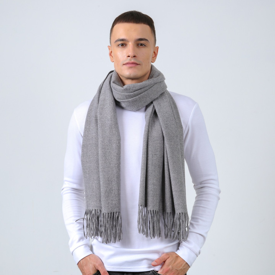 Палантин мужской однотонный кашемир серый EDWARD 676-283, фото 3