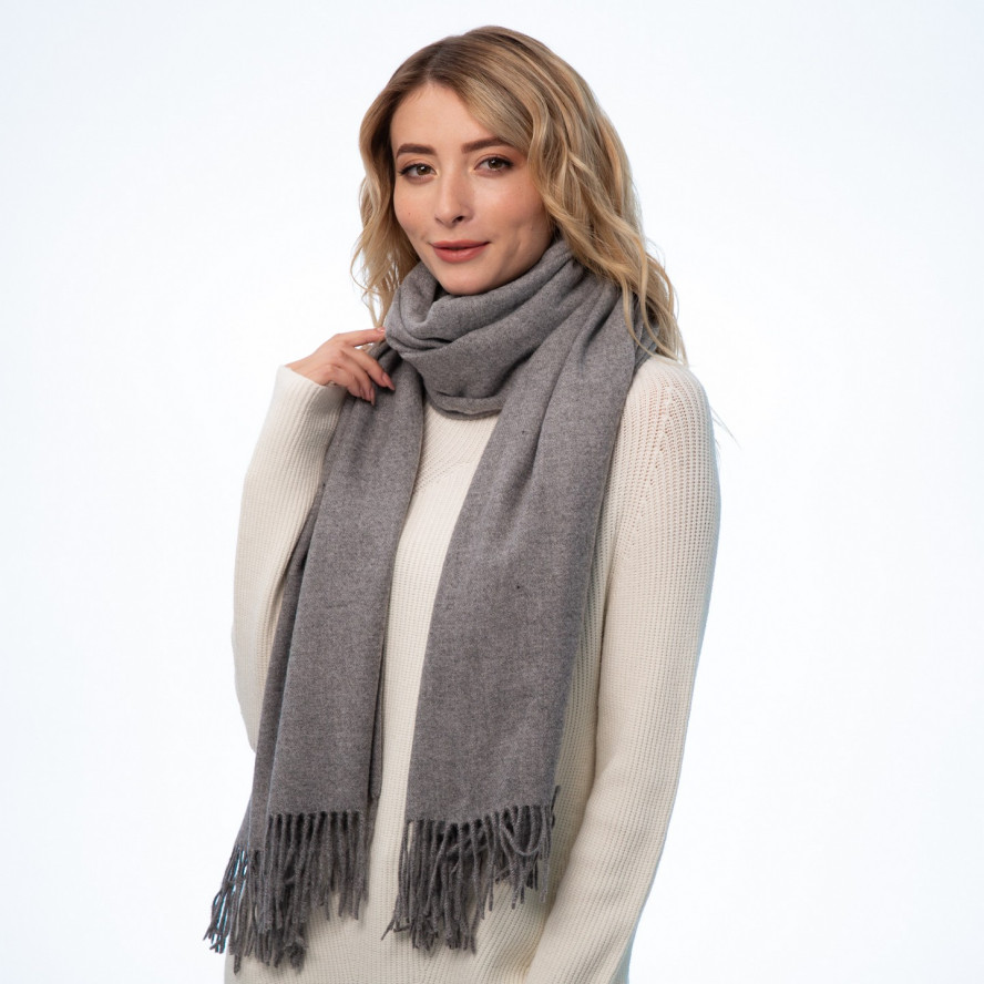 Палантин жіночий однотонний кашемір сірий EDWARD 676-283, фото 3
