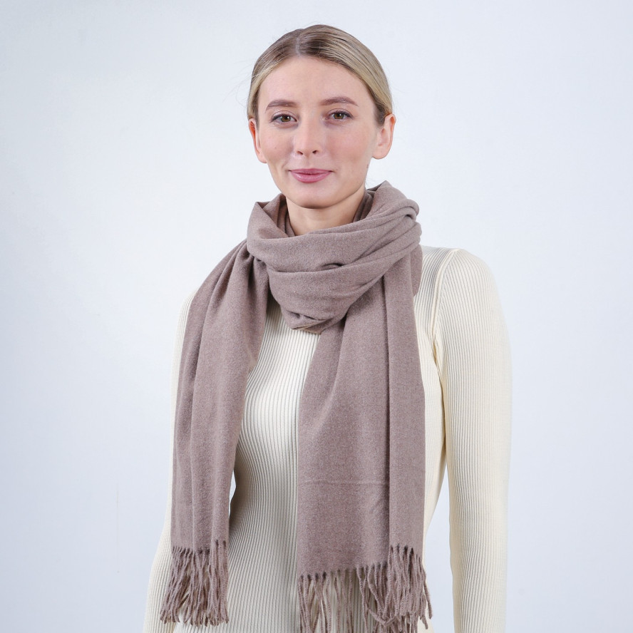 Палантин женский однотонный кашемир коричневый EDWARD 676-290, фото 3