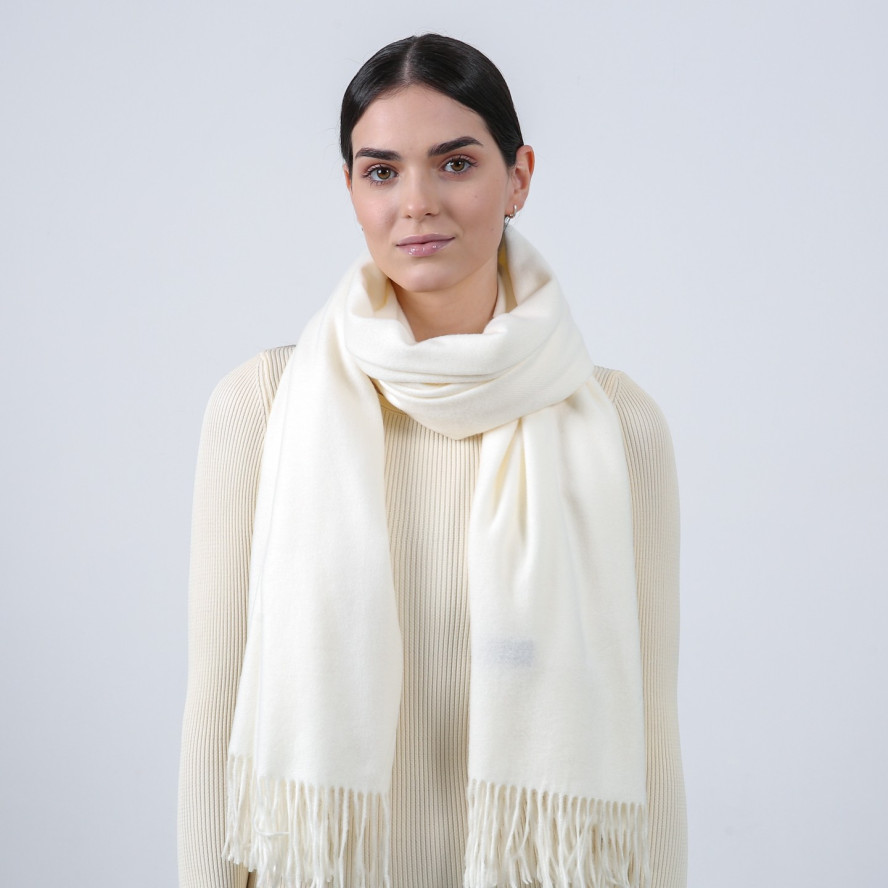 Палантин жіночий однотонний кашемір білий EDWARD 676-306, фото 3