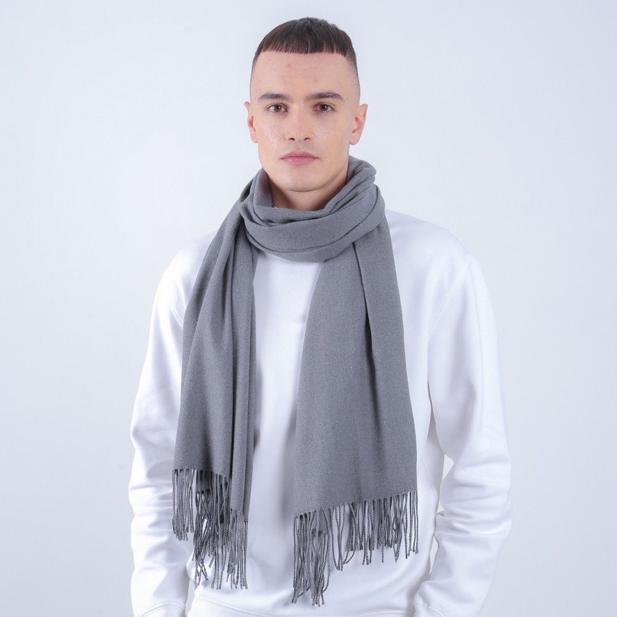 Палантин чоловічий однотонний кашемір сірий IDANA 945-969, фото 3