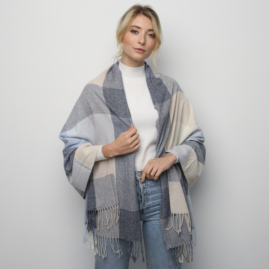 Палантин жіночий клітинка кашемір ADAIR 946-256, фото 2