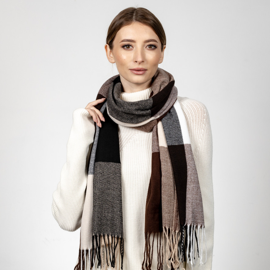 Палантин жіночий клітка вовна JACKSON 021-396, фото 3