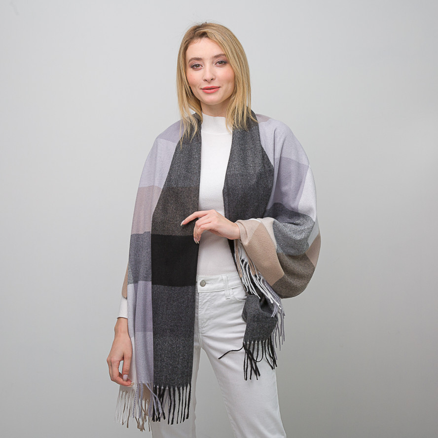 Палантин женский клетка шерсть JACKSON 021-419, фото 1