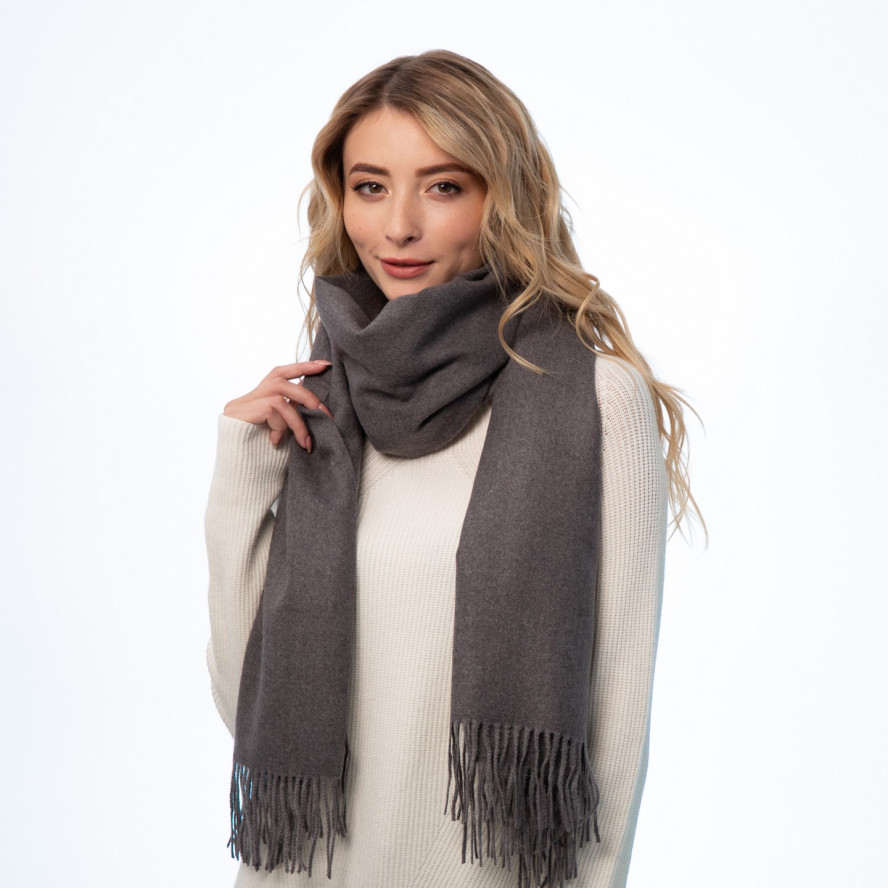 Палантин жіночий однотонний кашемір сірий HOWARD 254-831, фото 3