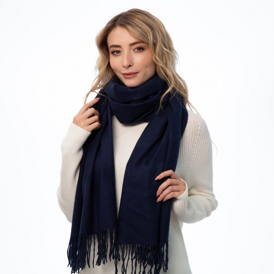 Палантин жіночий однотонний кашемір синій ELROY 258-761, фото 3