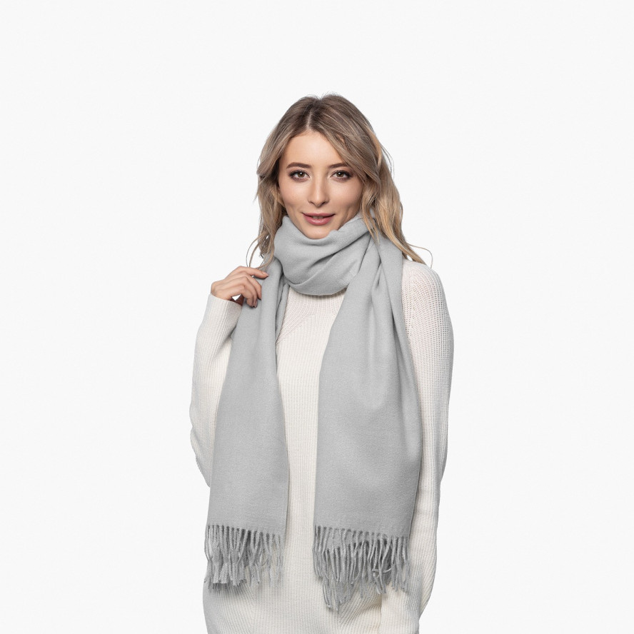 Палантин жіночий однотонний кашемір сірий HOWARD 330-610, фото 3