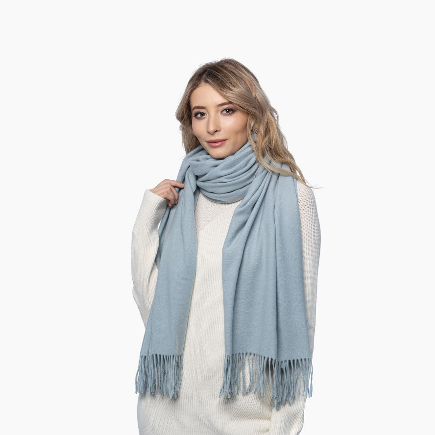 Палантин жіночий однотонний кашемір блакитний ELROY 331-747, фото 3