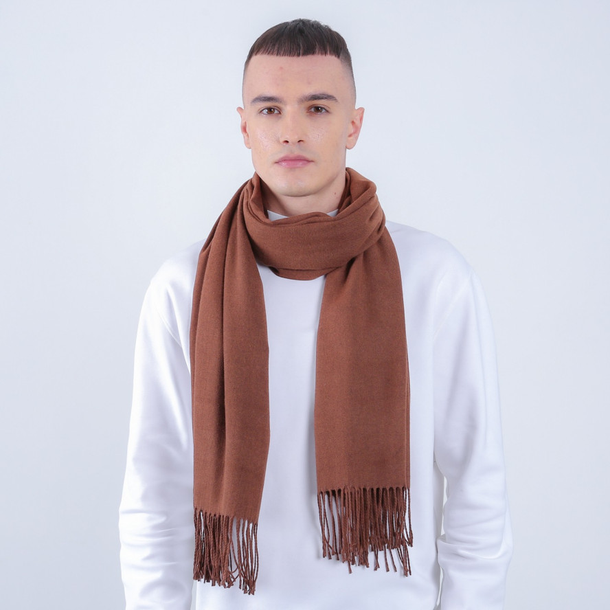 Палантин чоловічий однотонний кашемір коричневий IDANA 554-573, фото 3