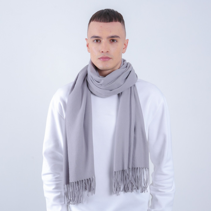 Палантин мужской однотонный кашемир серый IDANA 554-597, фото 3