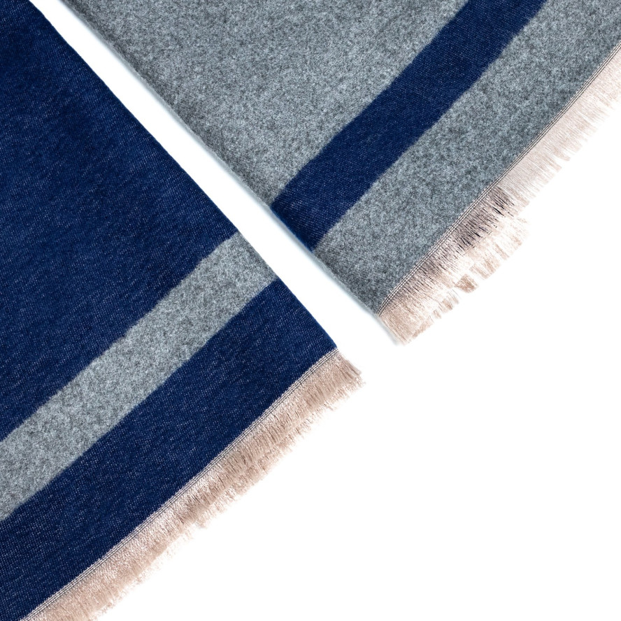 Палантин мужской двусторонний кашемир серо-синий АКИМ 554-634, фото 2