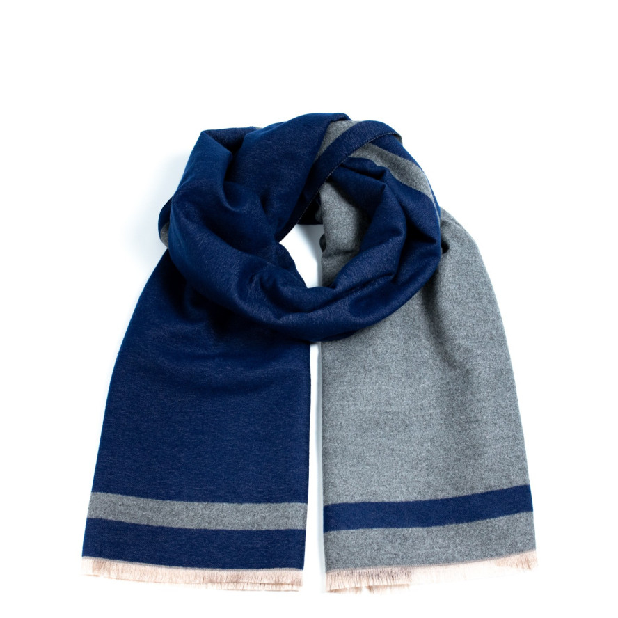 Палантин мужской двусторонний кашемир серо-синий АКИМ 554-634, фото 1