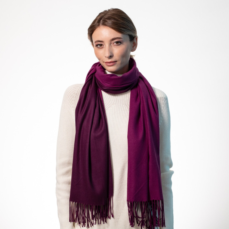 Палантин жіночий двосторонній кашемір фіолетовий AIDEN 555-075, фото 3