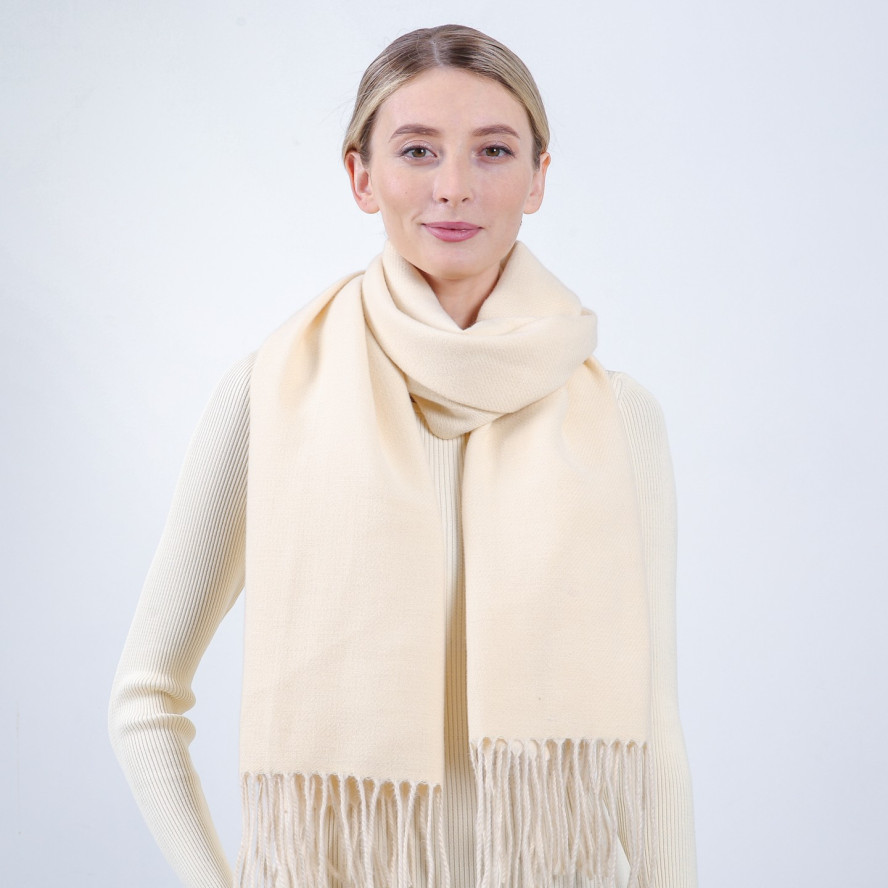 Палантин жіночий двосторонній кашемір бежевий АРЕС 555-150, фото 3