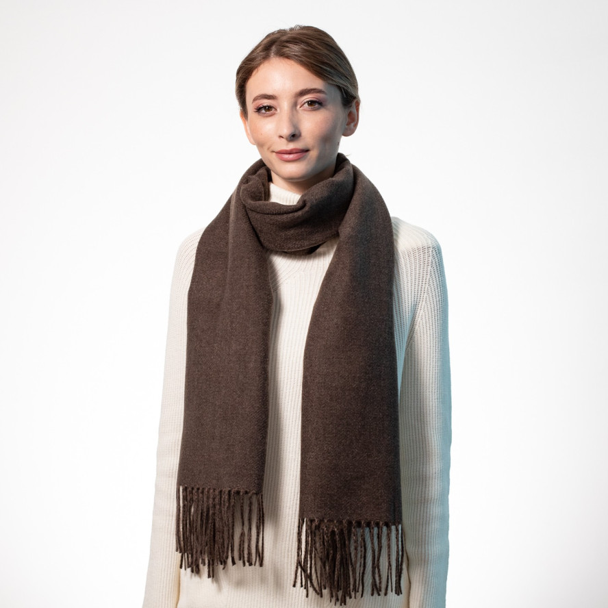 Палантин жіночий двосторонній кашемір коричневий АРЕС 555-167, фото 3