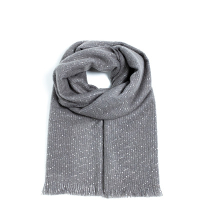 Палантин з паєтками жіночий однотонний кашемір сірий ЛУНА 555-358 Палантин з паєтками жіночий однотонний кашемір сірий ЛУНА 555-358