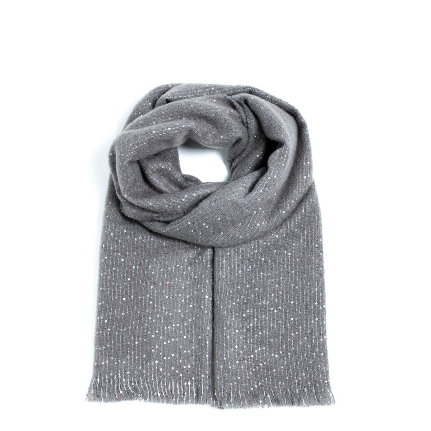 Палантин з паєтками жіночий однотонний кашемір сірий ЛУНА 555-358, фото 1