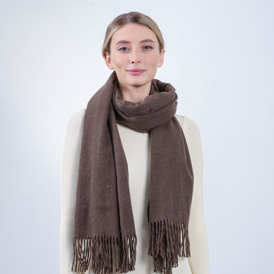Палантин жіночий однотонний кашемір коричневий EDWARD 555-464, фото 3
