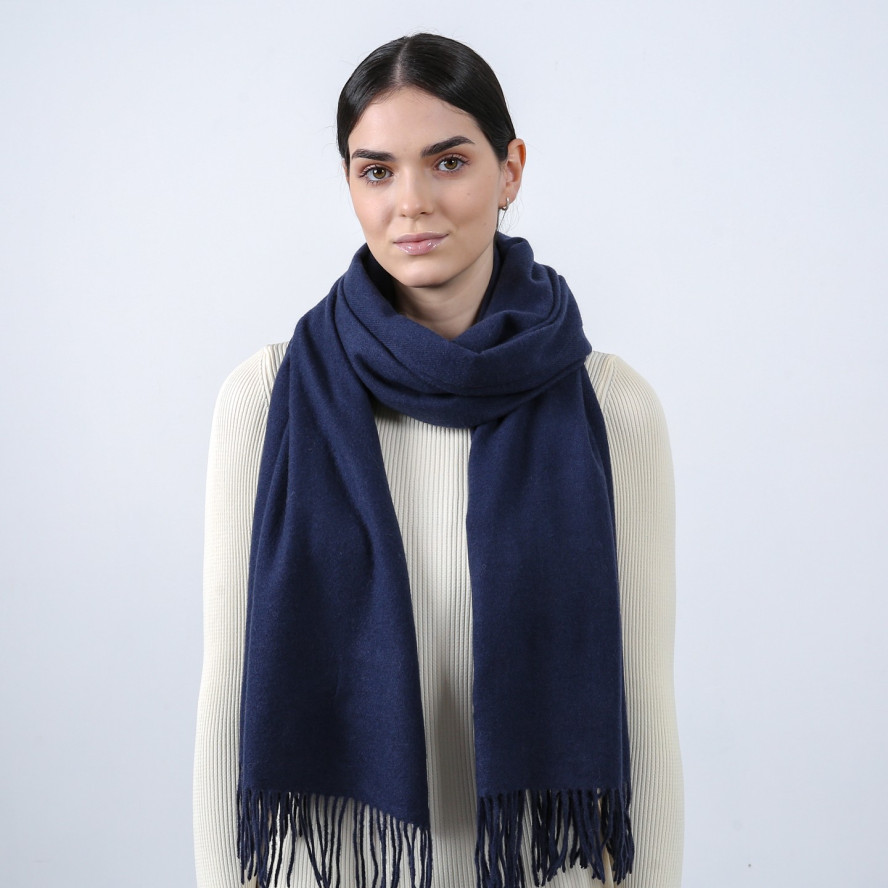 Палантин жіночий однотонний кашемір синій EDWARD 555-471, фото 3