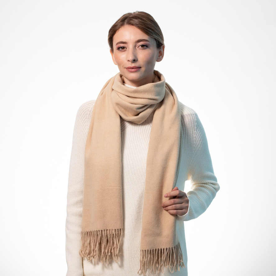 Палантин жіночий однотонний кашемір бежевий EDWARD 555-488, фото 3