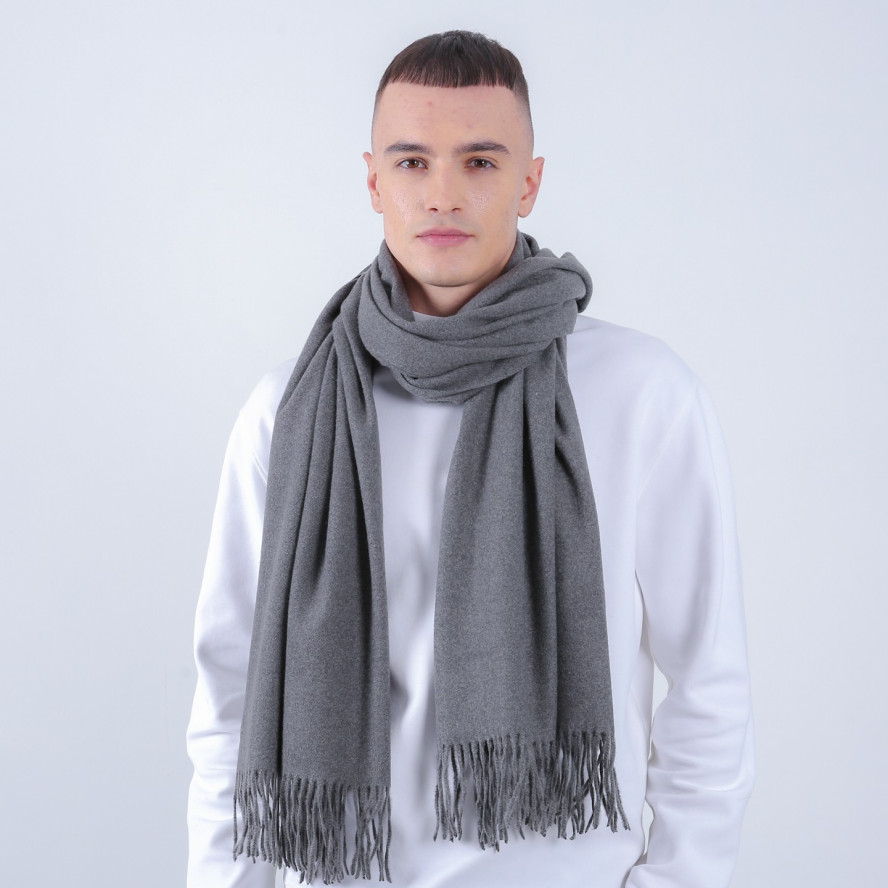 Палантин мужской однотонный кашемир серый EDWARD 555-495, фото 3