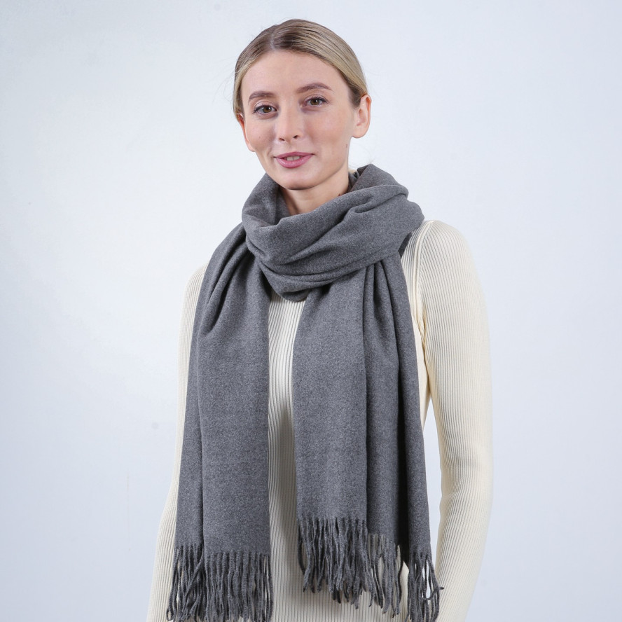 Палантин жіночий однотонний кашемір сірий EDWARD 555-495, фото 3