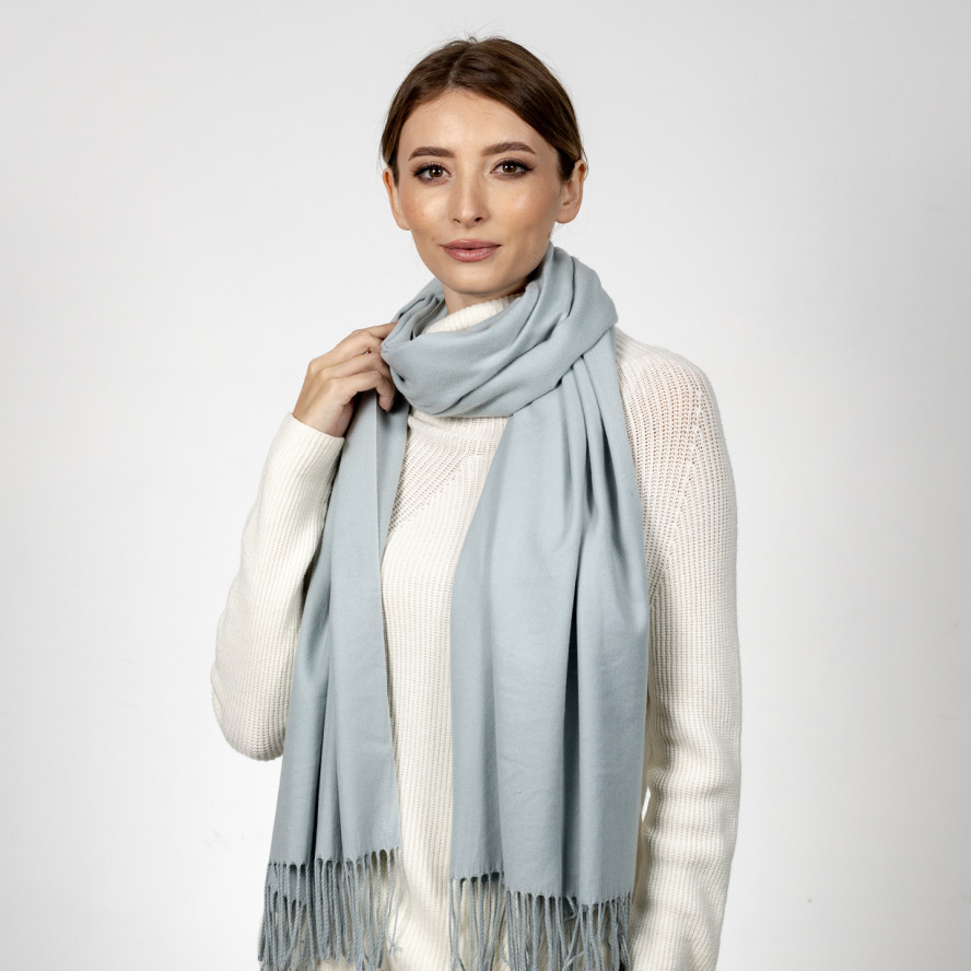 Палантин жіночий однотонний кашемір сіро-блакитний IDANA 560-253, фото 3