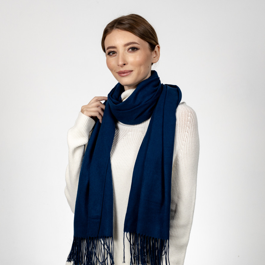 Палантин жіночий однотонний кашемір синій IDANA 560-291, фото 3
