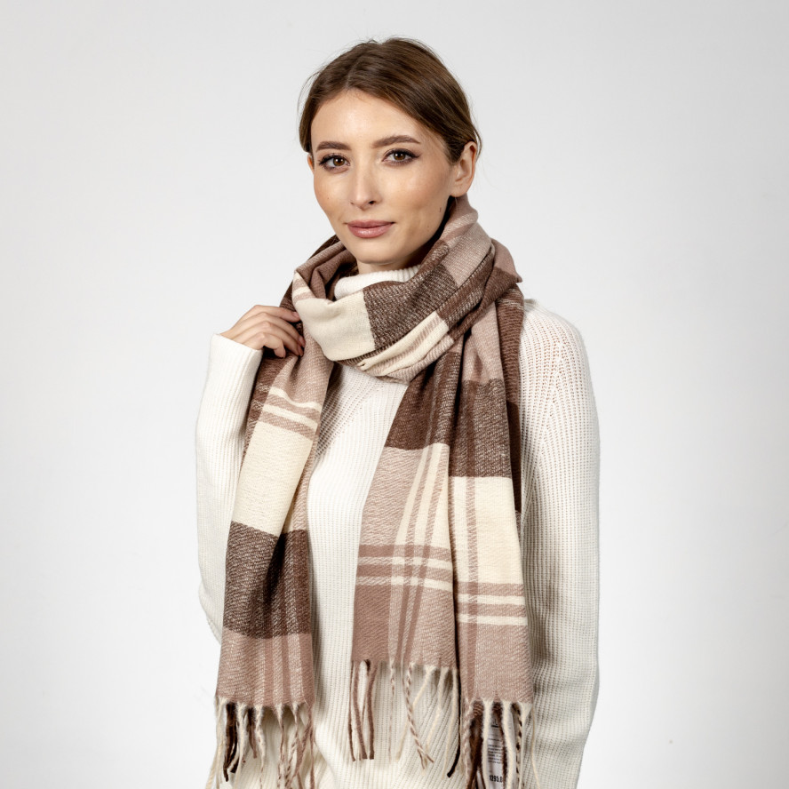 Палантин жіночий клітинка кашемір АЗАР 592-001, фото 3
