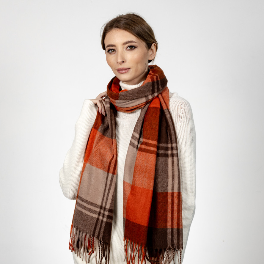 Палантин жіночий клітинка кашемір АЗАР 592-018, фото 3