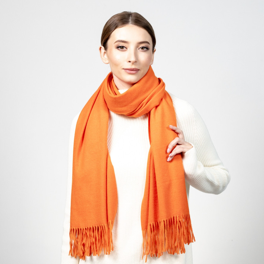 Палантин жіночий однотонний кашемір помаранчевий HOWARD 594-173, фото 3