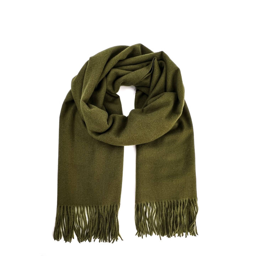 Палантин жіночий однотонний кашемір хакі HOWARD 594-227, фото 1