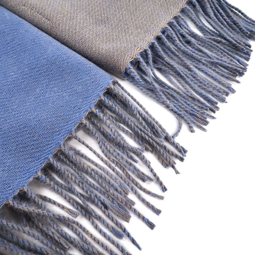 Палантин жіночий двосторонній кашемір сіро-блакитний АРЕС 599-444, фото 2