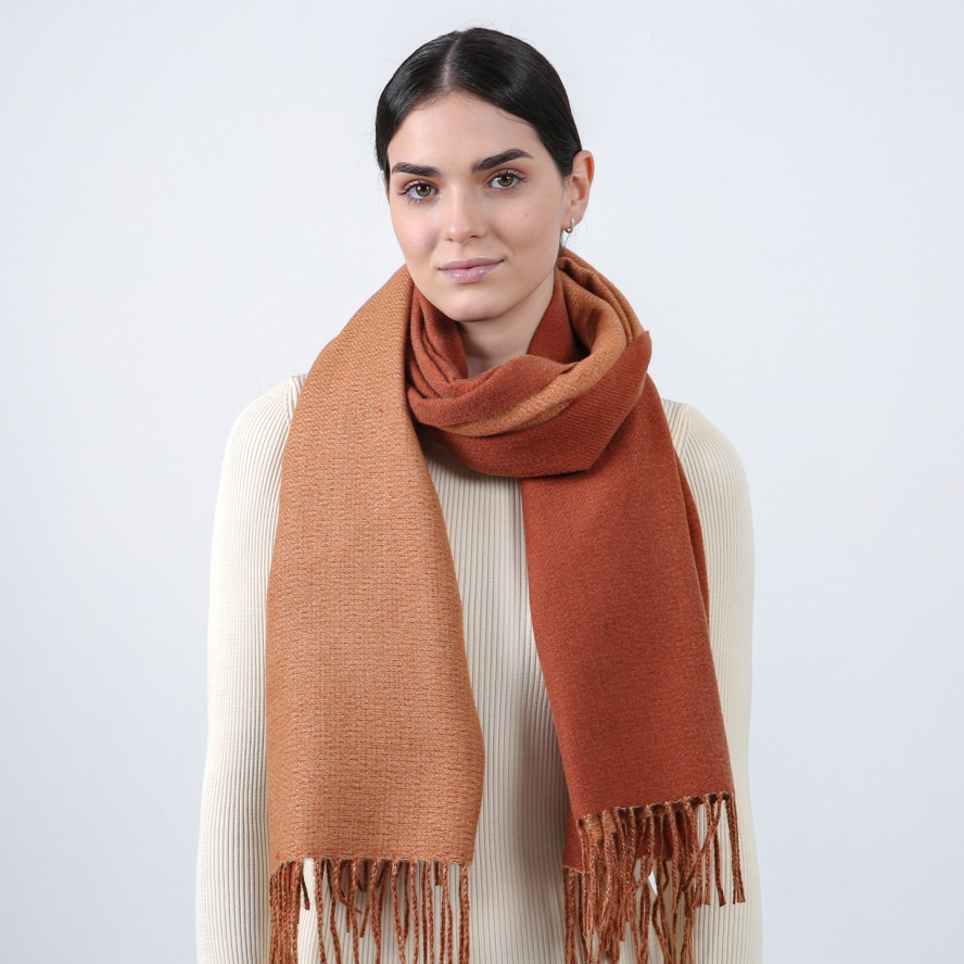 Палантин жіночий двосторонній кашемір коричневий АРЕС 871-564, фото 3