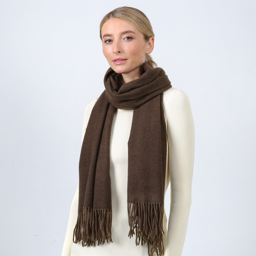Палантин жіночий однотонний кашемір коричневий ЮМІС 883-451, фото 3