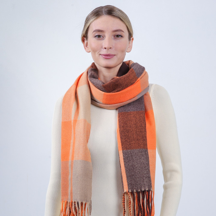 Палантин жіночий клітинка вовна JACKSON-2 928-497, фото 3