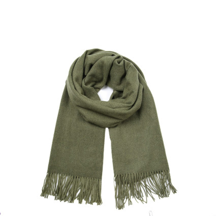 Палантин жіночий однотонний кашемір хакі ЮМІС 930-001