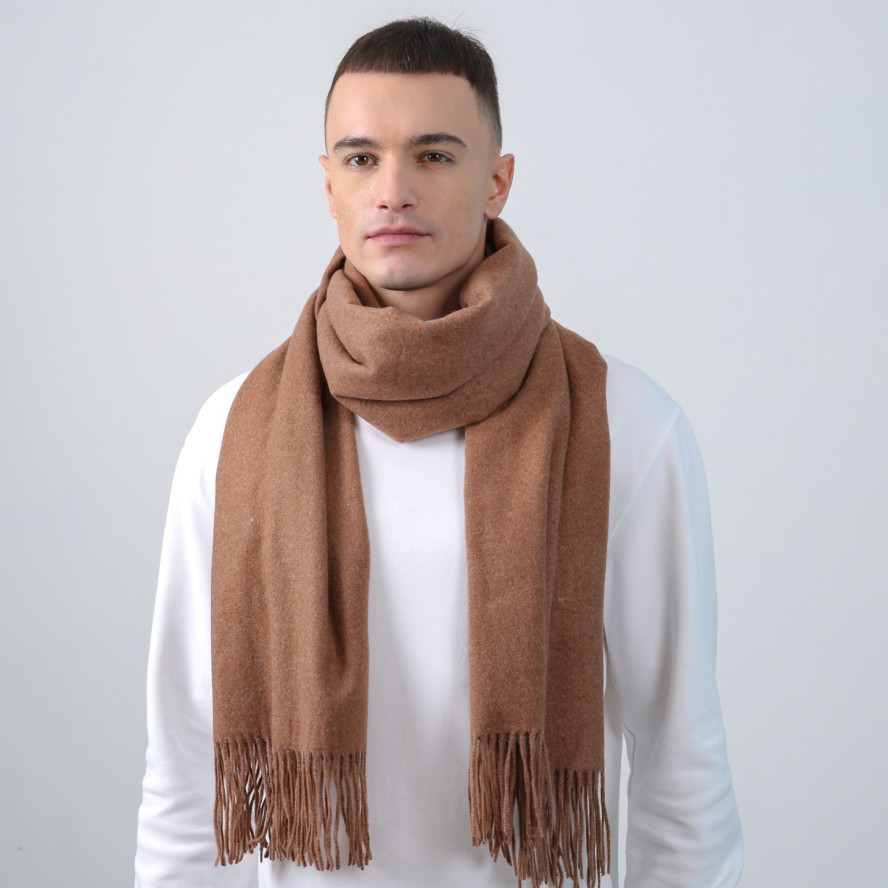 Палантин чоловічий однотонний кашемір коричневий ДОРОТІ 931-817, фото 3