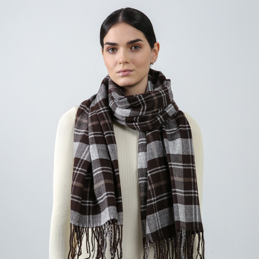 Палантин жіночий клітинка кашемір ТАНО 952-508, фото 3